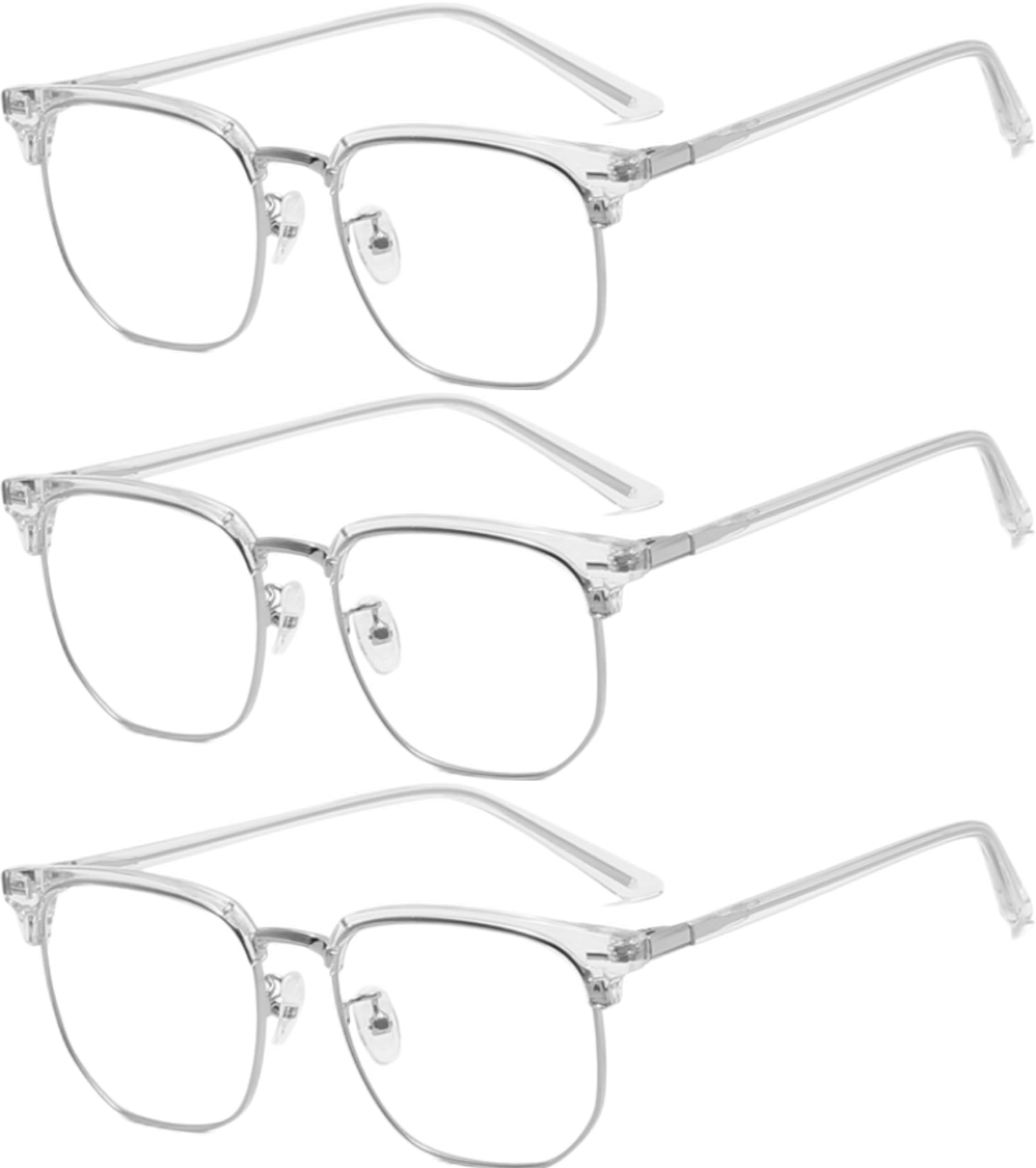 ICARA 3 Pack Blue Light Blocking Glasses Vintage Half Frame UV Anti Eyestrain Computer Gaming Glasses for Women Men