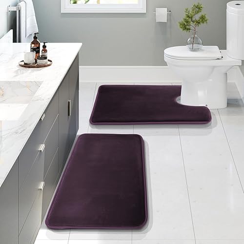 Miniatura 116 de Clara Clark - Tapetes para baño de espuma viscoelástica, terciopelo y felpa ultra suave, antideslizantes, lavables a máquina y de secado rápido,