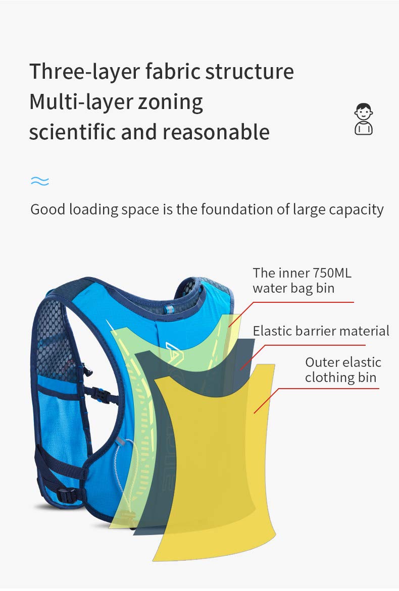 AONIJIE Plecak nawadniający dla dzieci, torba na wodę 2,5 l, plecak z 750 ml, bukłak na wodę, do wędrówek, jazdy na rowerze, wspinaczki, torby do biegania (czarny)