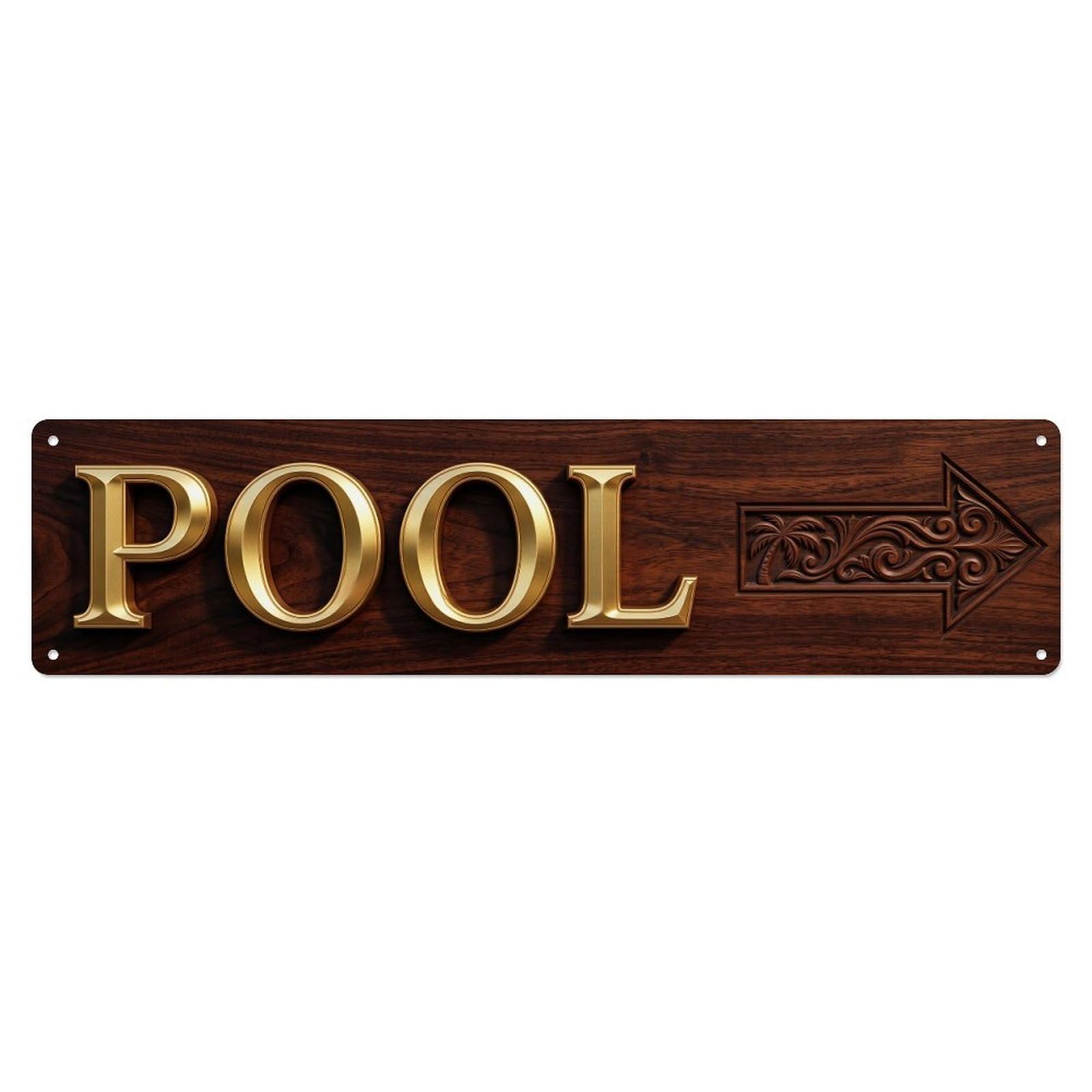 Swimming Pool Mahogany Wood Metal Tin Sign