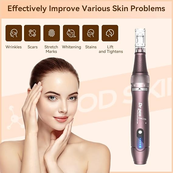 Dr.Pen A10 Professional Wireless Microneedling Pen with 20 Replacement Cartridges Adjustable Micro Needling Micro needle Pen Microneedle Machine for Skin Care EM4801KIT-UK