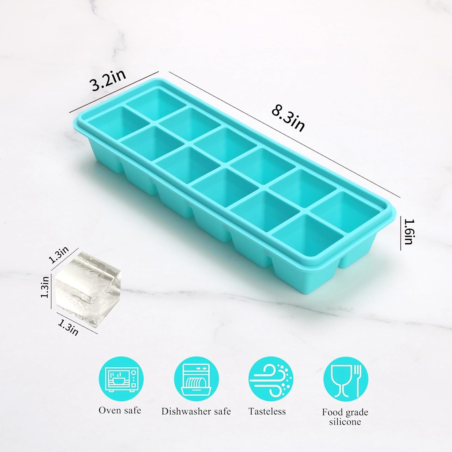 2 Tbsp. Silicone Freezer Molds - Perfect for Storing Garlic, Herbs, Ginger, Pesto, Tomato Paste, Lemon Juice, Purees and More - Silicone Food Freezer Tray (Aqua 2 Pack)
