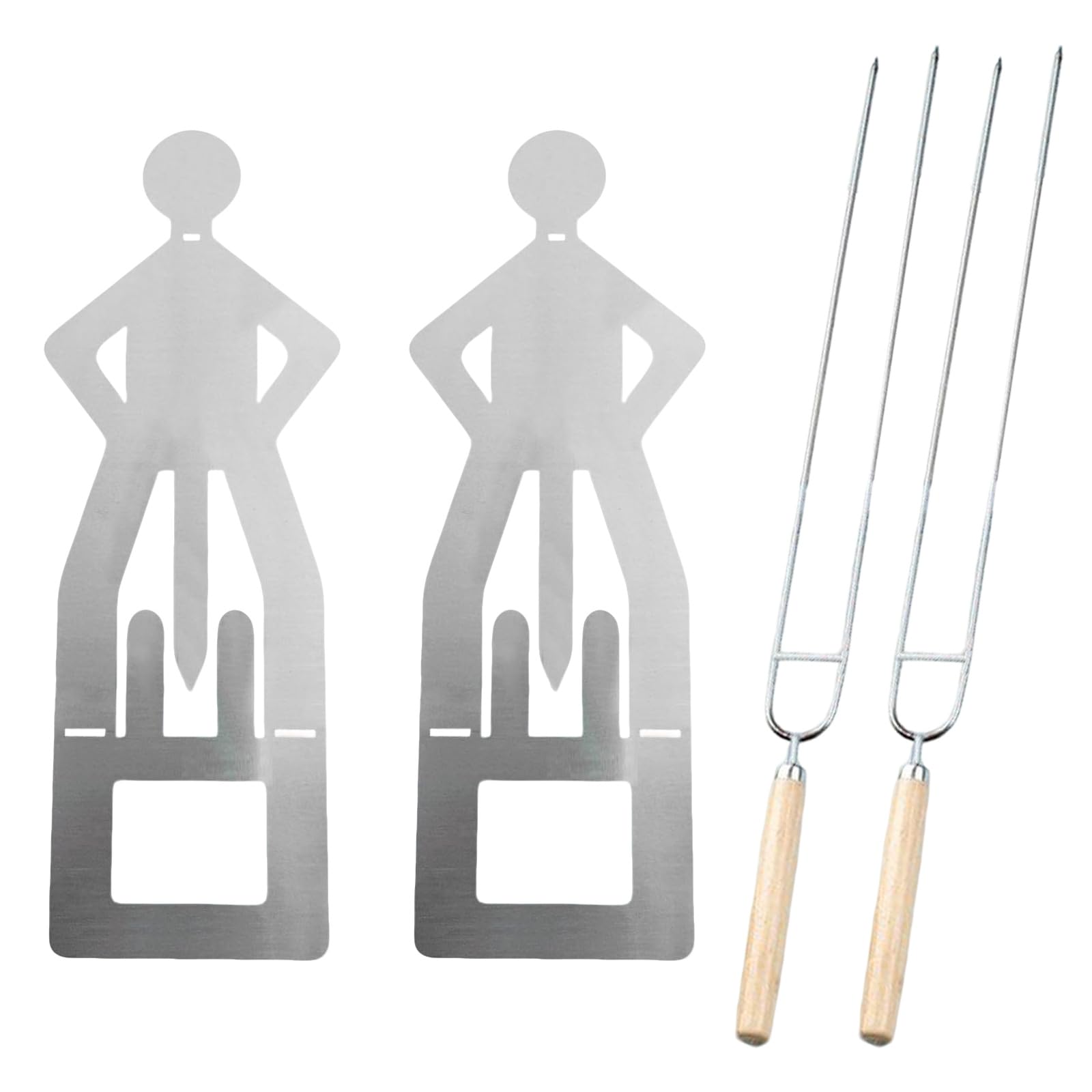2 Piezas Soporte para Salchichas de Barbacoa de Acero Inoxidable, Tenedor de Trinchar con Mango, Creativo para Barbacoa de Salchichas, Ideal para Camping Picnic al Aire Libre y Cocina