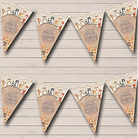 Personalised Woodland Baby Animal Bunting Banner Cover
