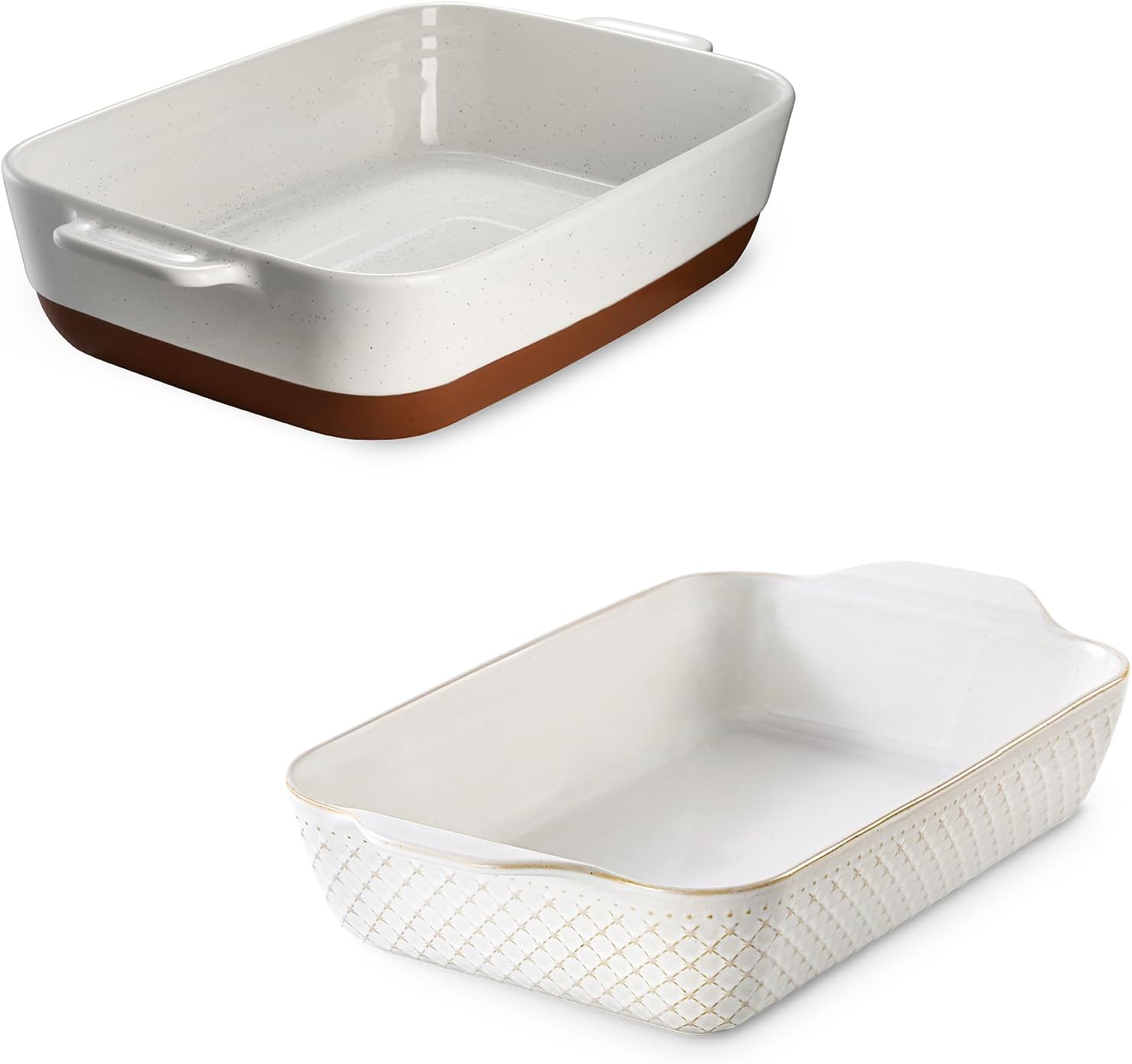 DOWAN 9x13 Deep Baking Dish, 2 Pack, Alabaster White & Arctic White