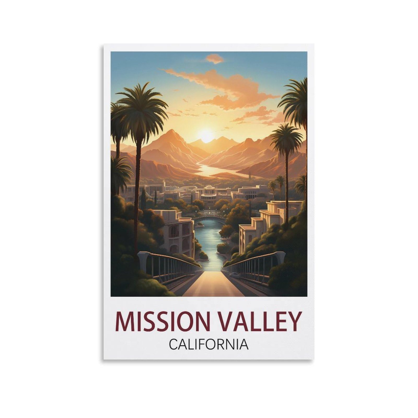 EZMLFA DIY 5D Diamond Painting Kits for Adults,Mission Valley California DIY Diamond Art Kits Gem Painting Crafts for Home Wall Decor 40x40cm