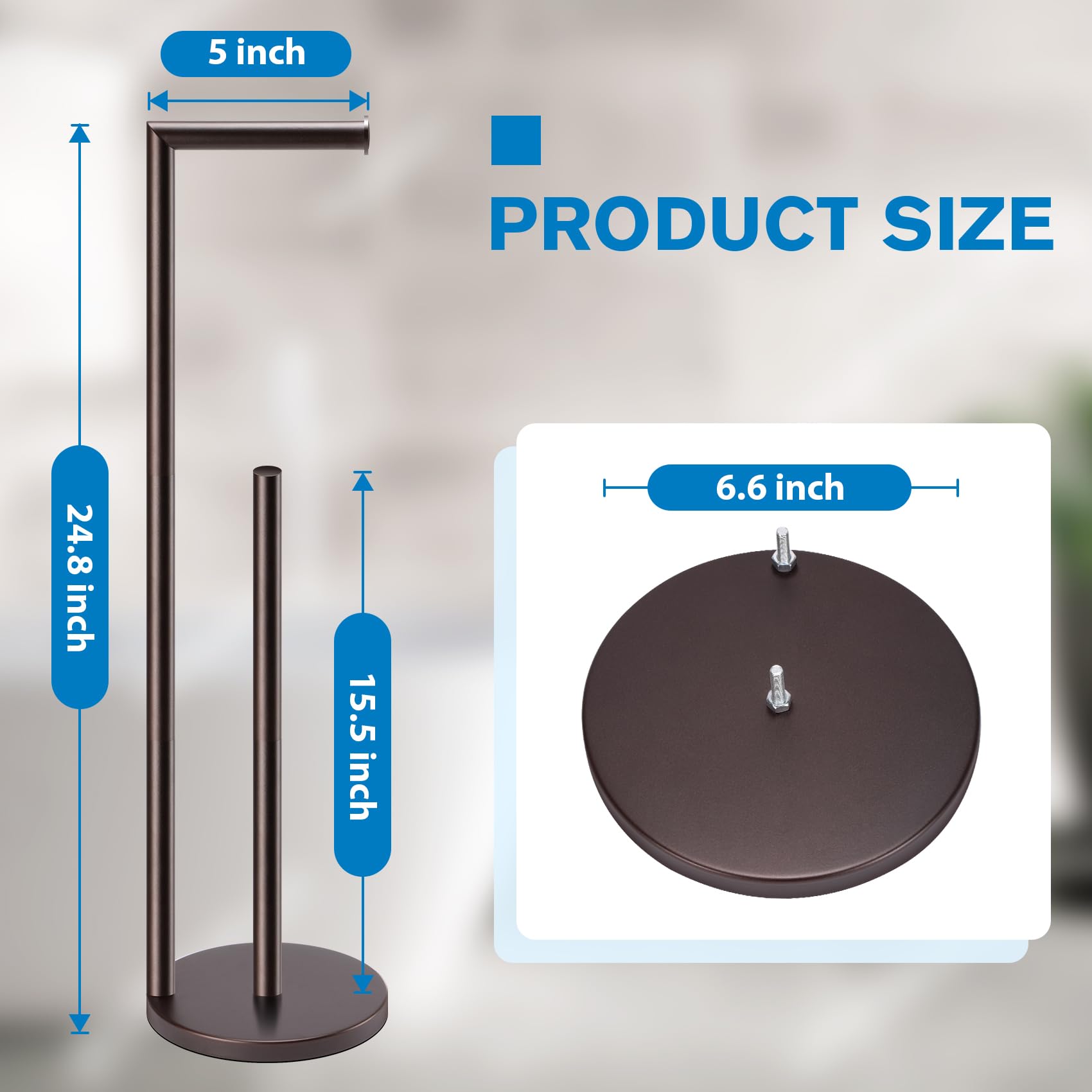 Bathth Bronze Toilet Paper Holder for 4 Rolls, Free Standing with Storage - Image 2