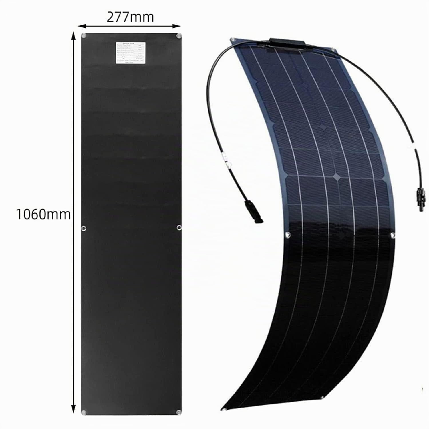 Panel solar flexible portátil de 200 W, 400 W y 800 W,módulo fotovoltaico monocristalino flexible de 12 V a 24 V,controlador de carga de 40 A para autocaravanas,coches,barcos y caravanas. Black-200W