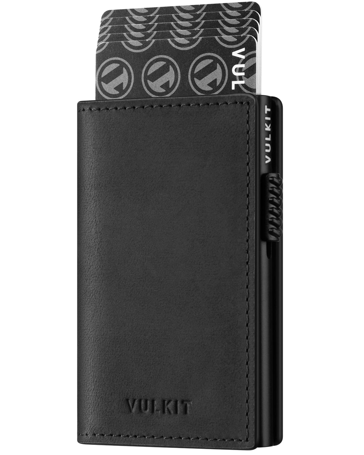 VULKIT Tarjetero Desplegable con Bloqueo RFID Tarjetero Delgado de Cuero Crazy Horse con Capacidad para 11 Tarjetas y Billetes