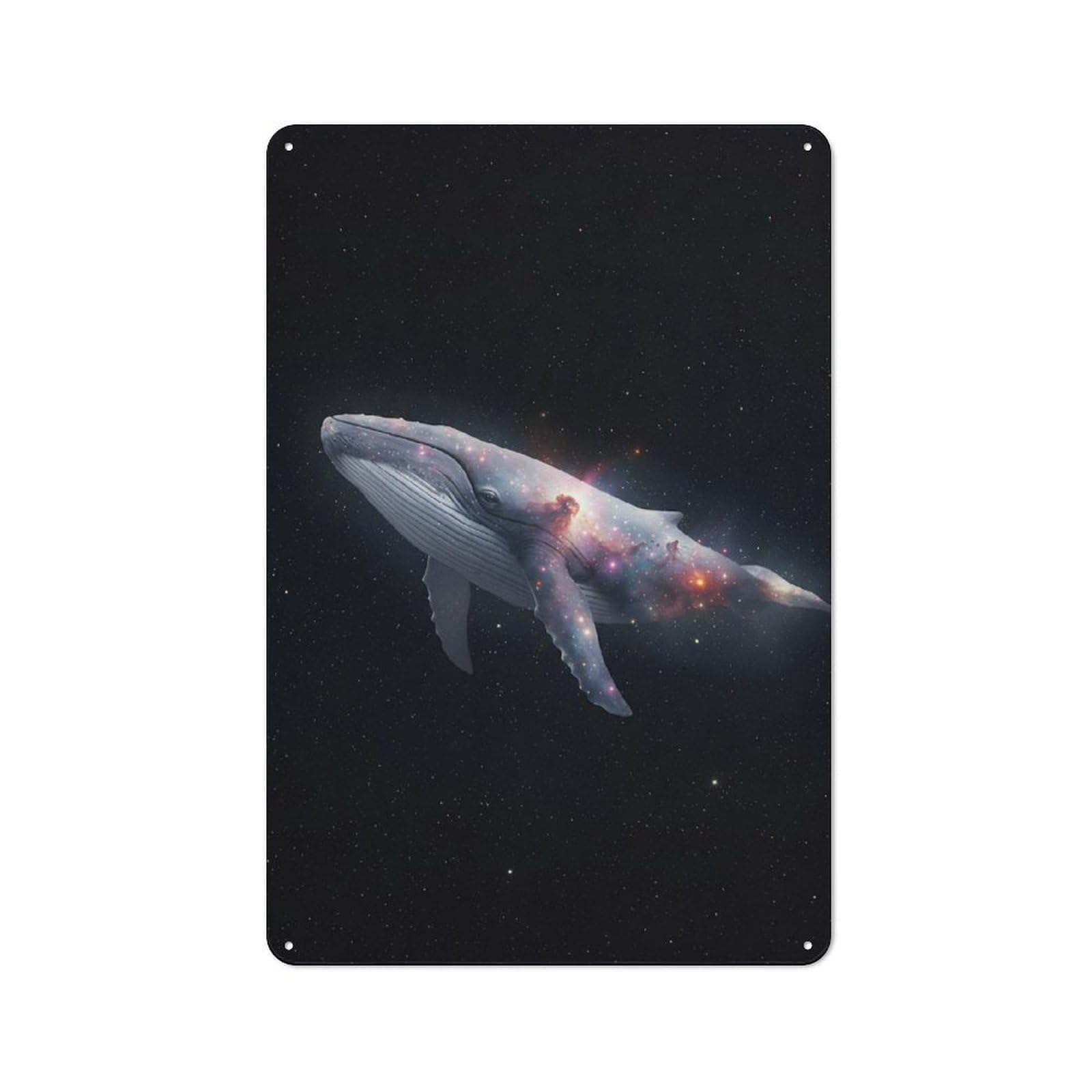 Junmoney Cosmic Whale In Starry Space Retro Metal Wall Sign 30X20cm For Home Office Or Studio, Winter Wall Decor For Home Office Decor Fans