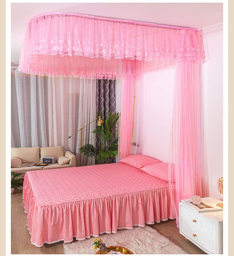 U-Shaped Rail Guide European Curtain Type Mosquito net for Ceiling of Princess Palace