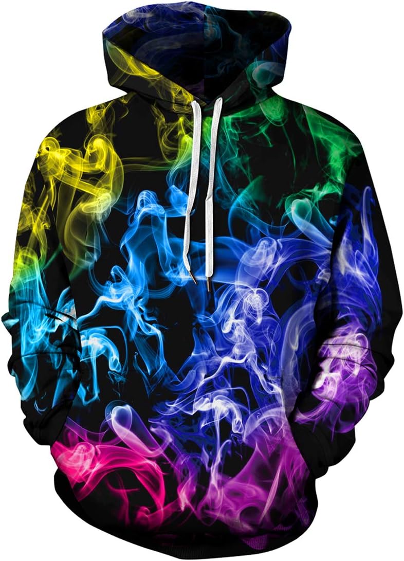 OLIPHEEMens Hoodies Full 3D Printed Graphic Sweatshirt Athletic Breathable Fashion Pullover with Pockets
