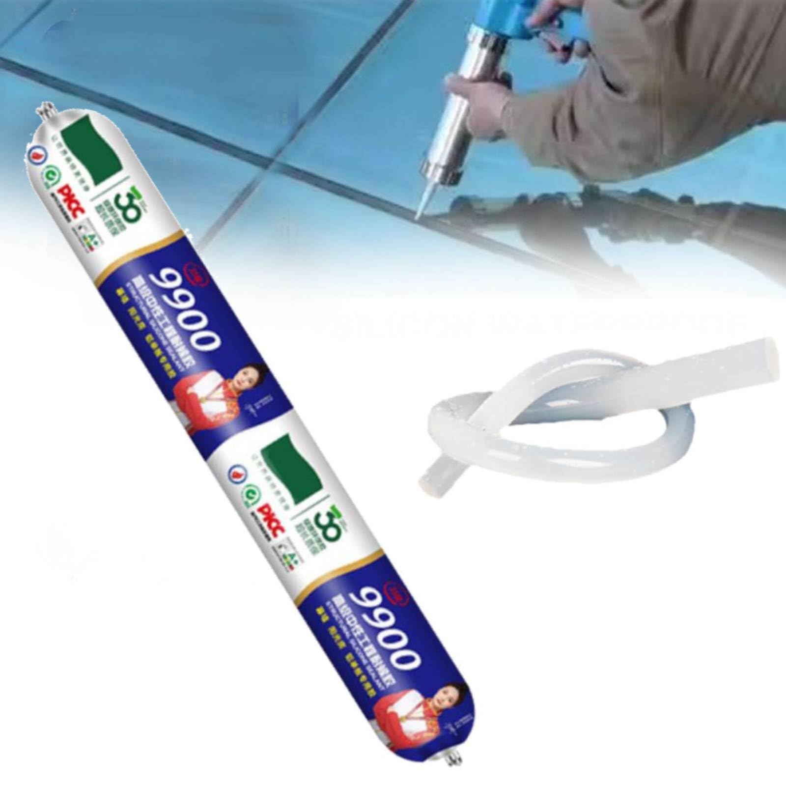 9900 Sealant Waterproof, Outdoor Waterproof Silicon/Silicone Sealant Heat Resistant, Permanent Solution for Roof & Wall Cracks, Water Proof Exterior Sealants Tear and Stretch Resistance