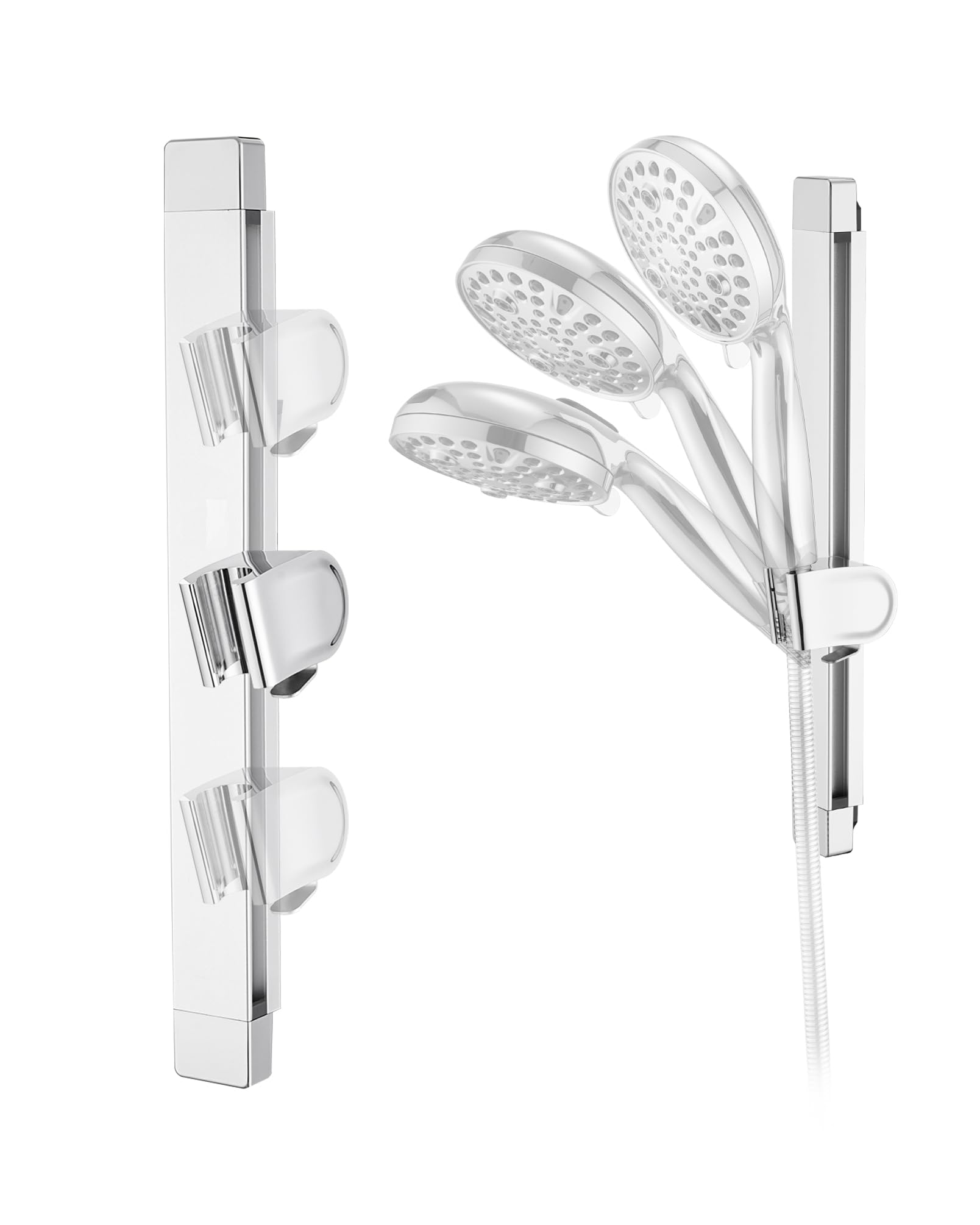 Height &amp; Angle Adjustable Handheld Shower Head Holder, Metal Handheld Showerhead Holder, Hand Held Showerhead Holder Wall Mount, Strong Adhesive, No Drill, Suitable for Bathroom or RV, Chrome