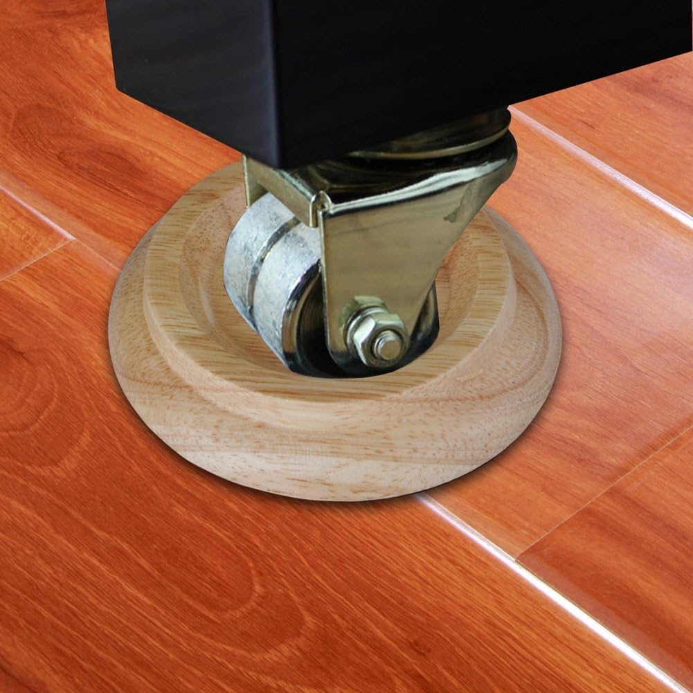 Tyenaza Rueda de Piano, 4 Piezas de Almohadillas de pie de Piano, Juego de Tazas de Ruedas de Piano de Madera de Haya Redonda, Tazas de Ruedas de Piano Antideslizantes