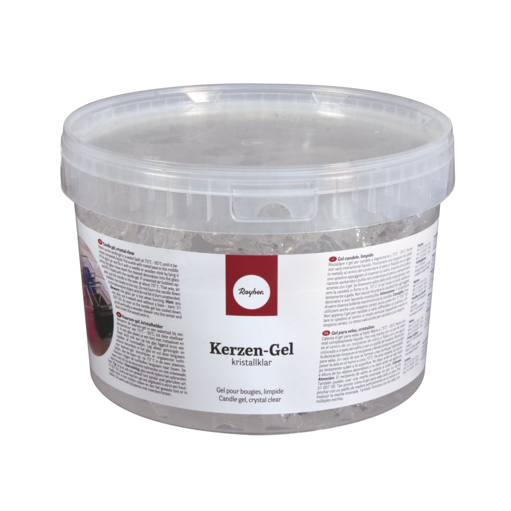 Rayher Hobby 3130.000 kaarsgel, doos 300 g/ca. 365 ml, transparant, kristalheldere kaarswas om te smelten, kan worden geverfd, kaarsen gieten, kleurloos