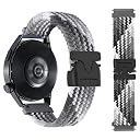 YODI 22MM Parachute Buckle Strap Band Compatible With Noise Colorfit Newly Launched Halo 2 Smartwatch Only, Braided design Classic Nylon Straps Accessories for Men and Women (GREY/WHITE) gallery image