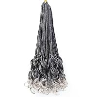 Vista 46 de Cabello de ganchillo con rizos franceses, trenzas de cabello de ganchillo con puntas rizadas, 14 pulgadas, preenlazadas, trenzas de caja tipo diosa