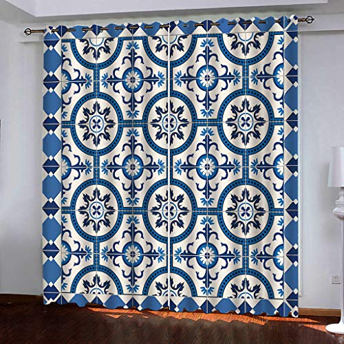Rideaux occultants à oeillets bleu vintage 132x160cm - 2