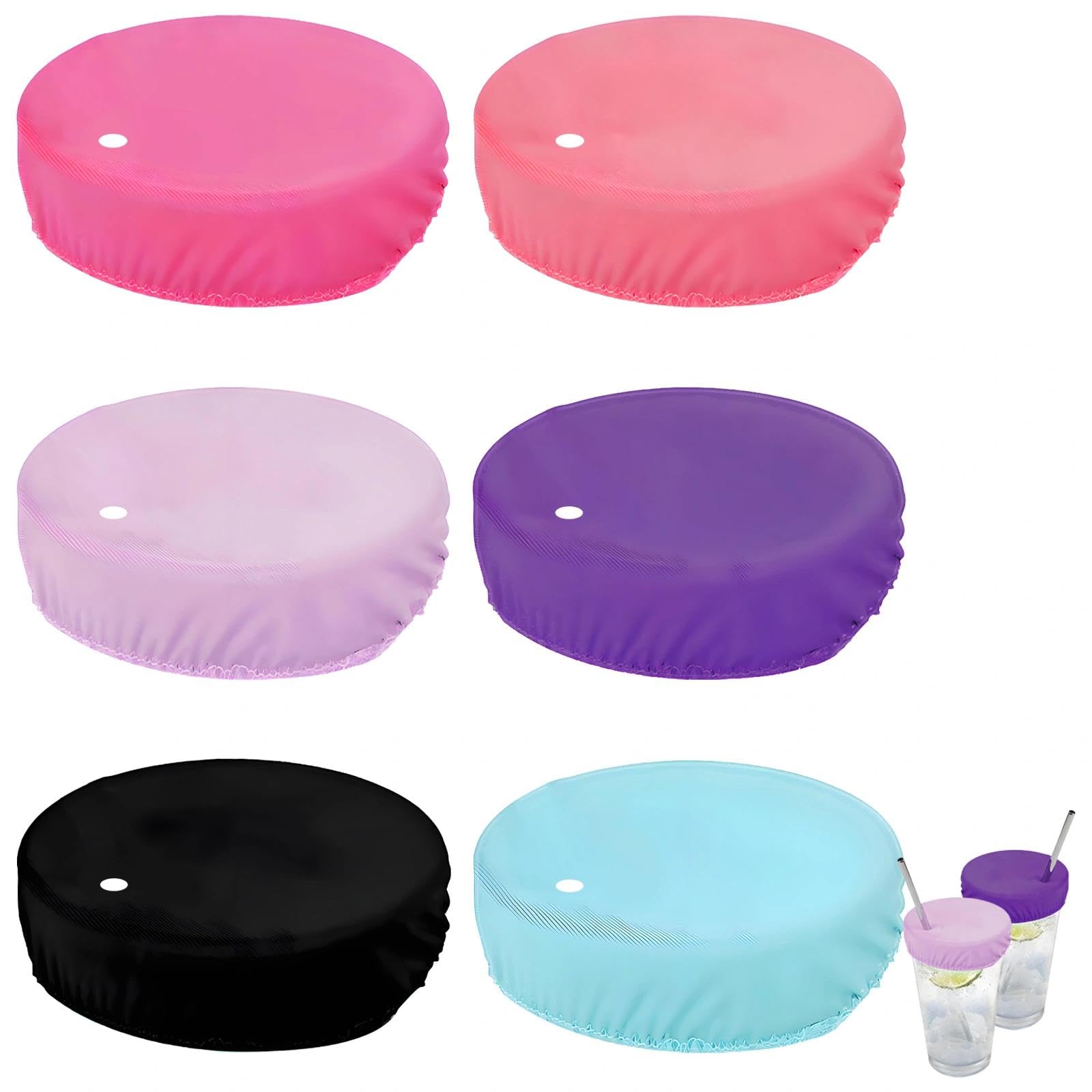 6 Pcs Drink Covers Anti Spike, Drinks Cover Scrunchies, Reusable Cup Drink Covers, Cup Drinks Spiking Prevention, for Alcohol, Girls, Women, Bars, Clubs, and Parties, Mixed Color