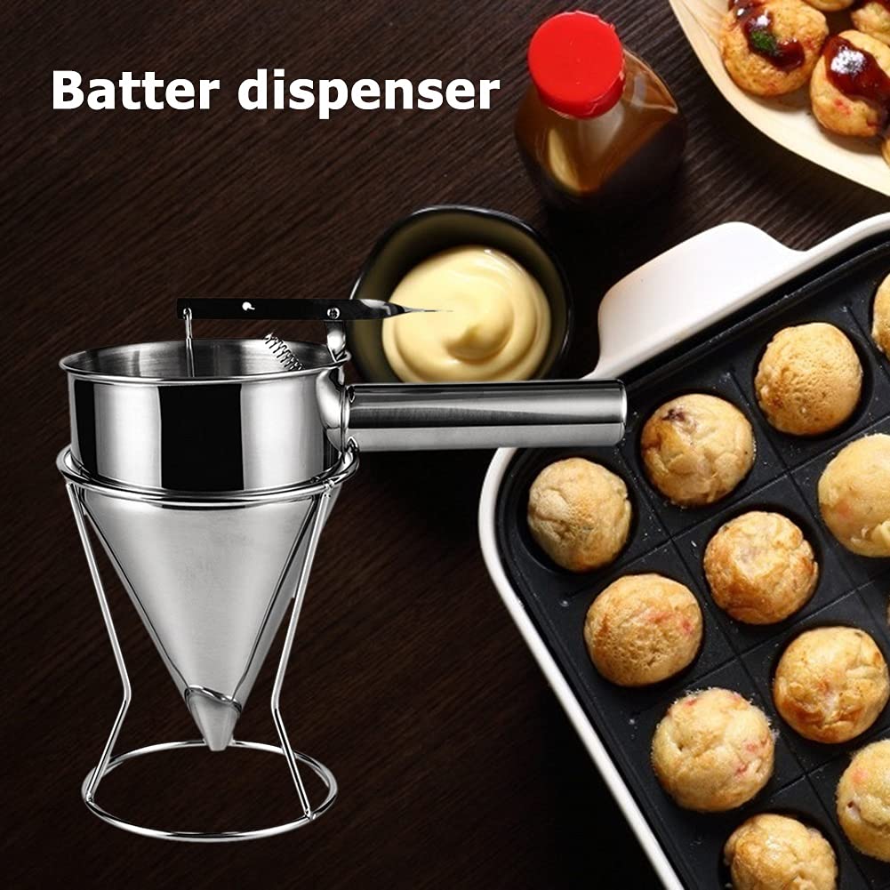 FAXIOAWA Embudo para Masa para Hornear, Bolas de Pulpo DIY de Acero Inoxidable, dispensador de pistón en Forma de Cono dosificador de Crema de Chocolate para Cocina