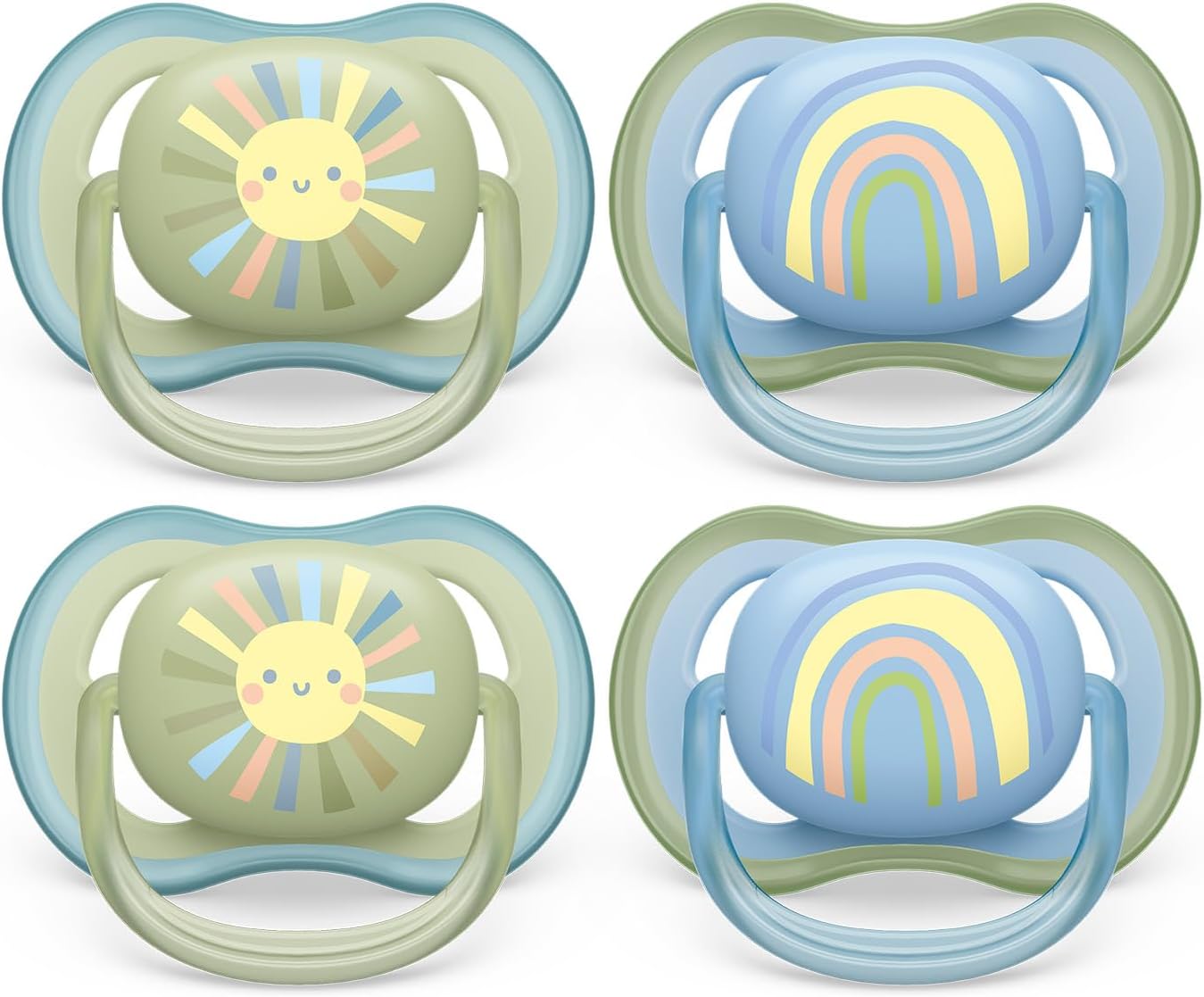 AVENT Philips Ultra Air Pacifier - 4 x Light, Breathable Baby Pacifiers for Babies Aged 0-6 Months, BPA Free with Sterilizer Carry Case (Model SCF085/49)