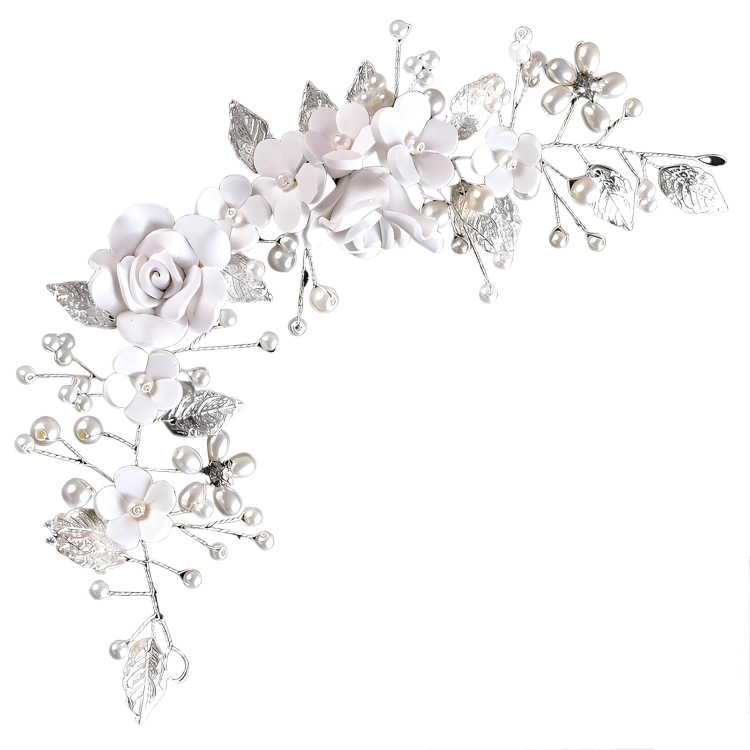 Gloryit Accesorios Tocados para el Cabello de Novia, Diadema Novia Boda,Tocados de Pelo Cristal con Perlas Bridal Hair Vine Joyas para el Cabello, Accesorios para el Cabello para Mujeres y Niñas