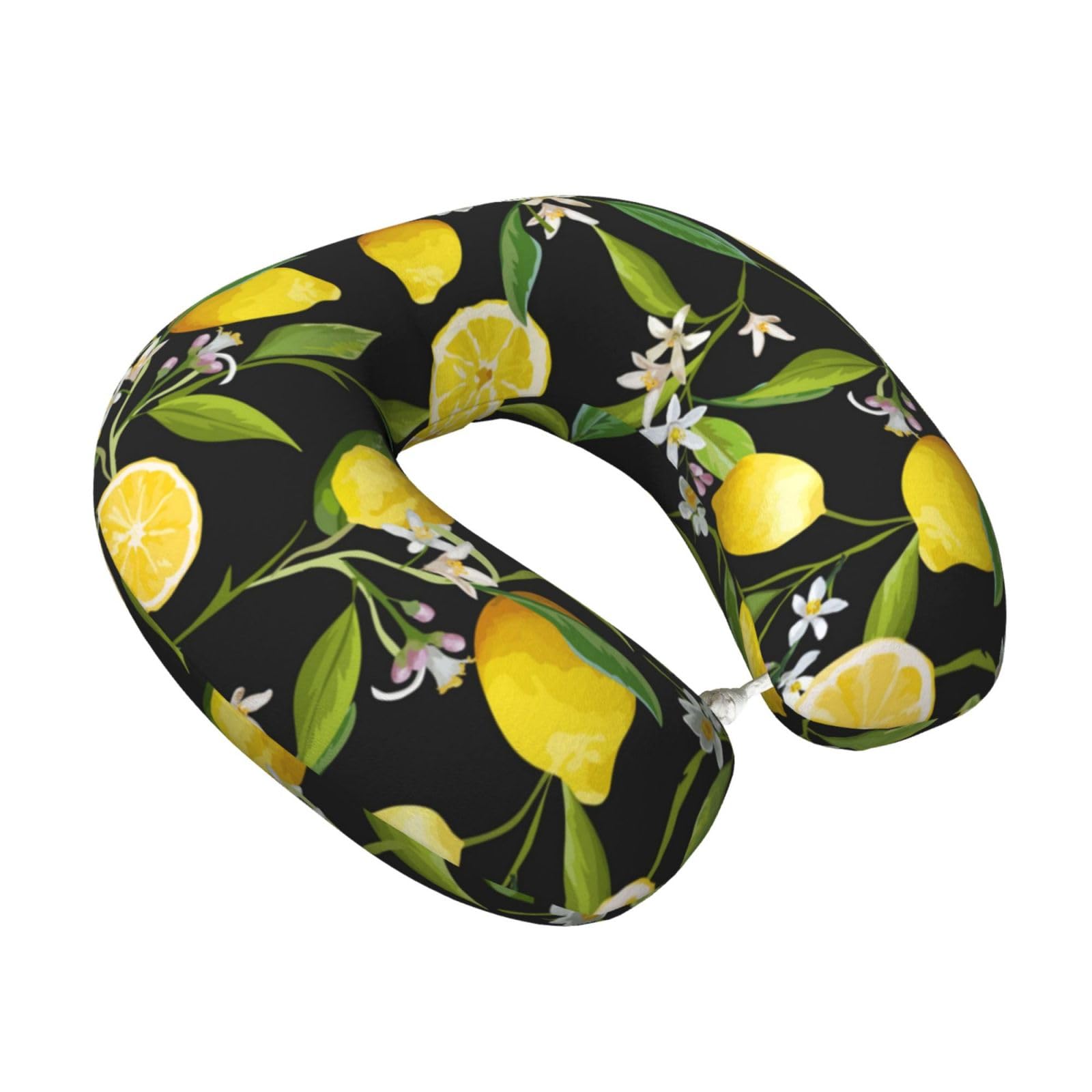 LKYMOH Fruit Lemon Pattern, Travel Neck Pillow U-Shaped Memory Neck Support Soft Comfortable With Washable Cover For Airplane Car Traveling and Office