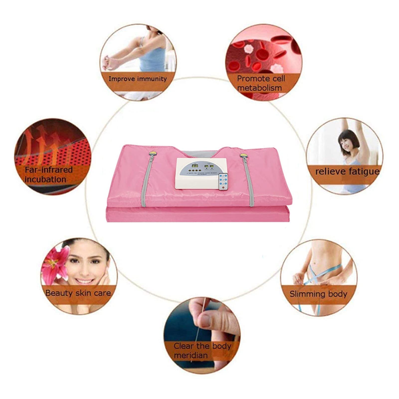 Adelgazante infrarrojo con Cremallera Manta de Sauna usable Manta Térmica térmica Digital Body Shaper Machine Usado para Perder Peso y Fitness (Color : Silver)
