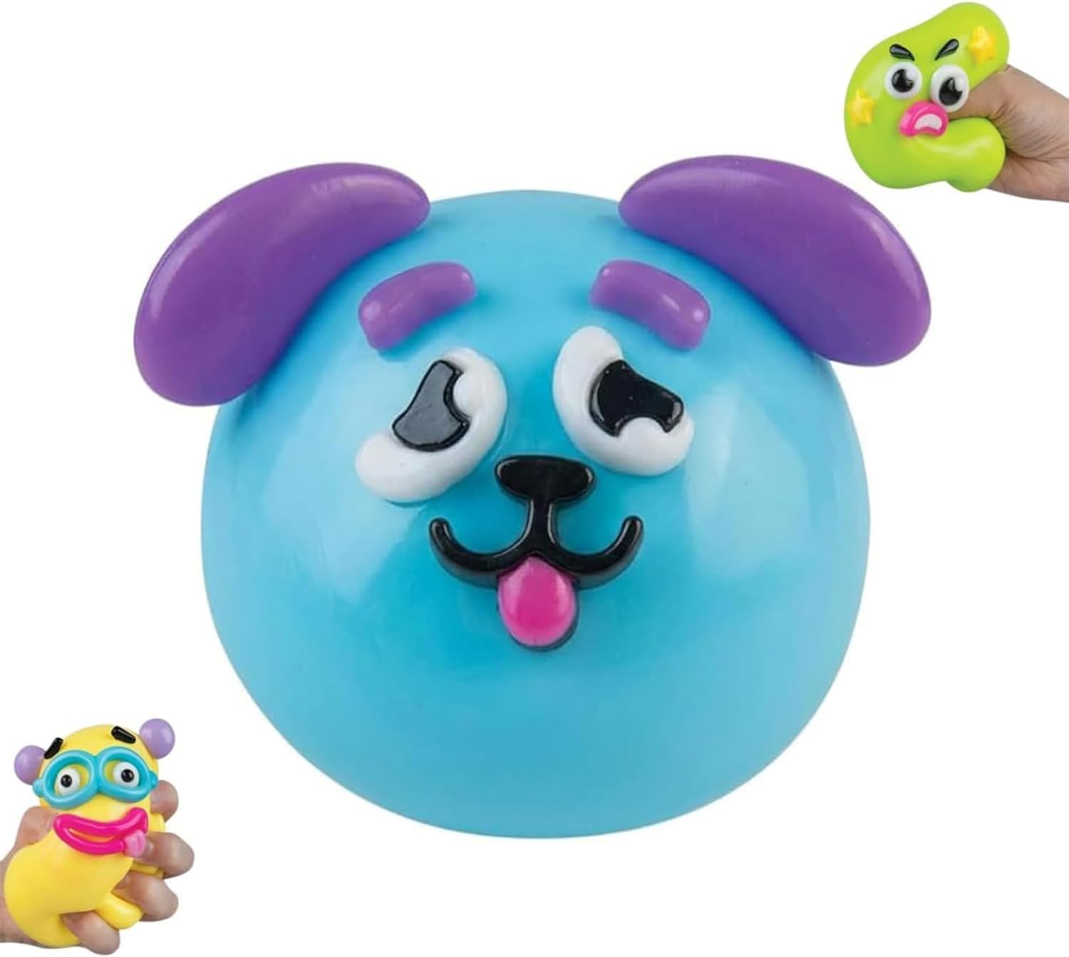Smushers Sensory with Interchangeable Faces, Funny Curiosities Smushers Dog Face Swap Squishy, Soft Moldable Dog Face Swap Stress Relief Sensory Squeeze Toy for Adults (Blue)