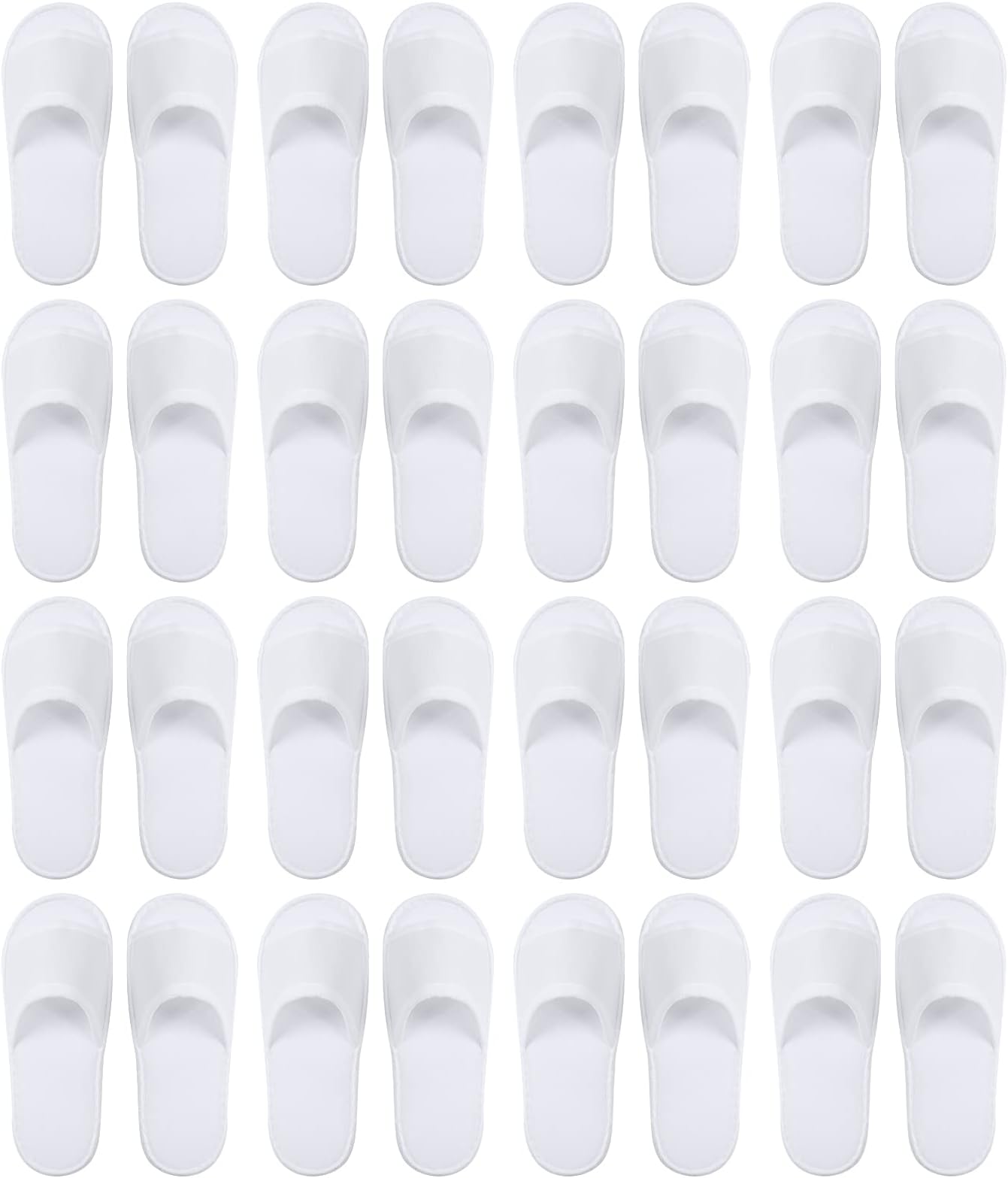 ELCOHO 16 Pairs White Open Toe Slippers Unisex Washable Slippers Fit Most Men and Women for Spas, Party, Hotels Guest and Travel