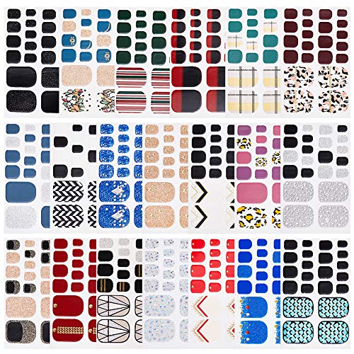 20 Sheets Toenail Polish Stickers,Nail Wraps Nail Art Polish Stickers Decal Nail Strips Adhesive False Nail Design Manicure Set
