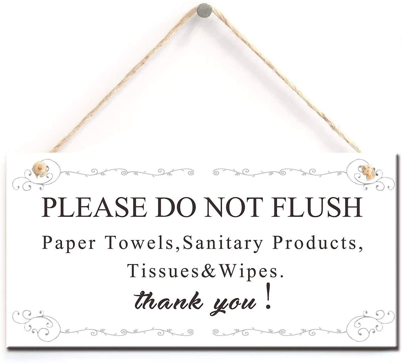 Warning Sign- Please Do Not Flush Paper Towels, Sanitary Products, Tissues & Wipes Vintage Style Sign/Plaque 10" X 5"