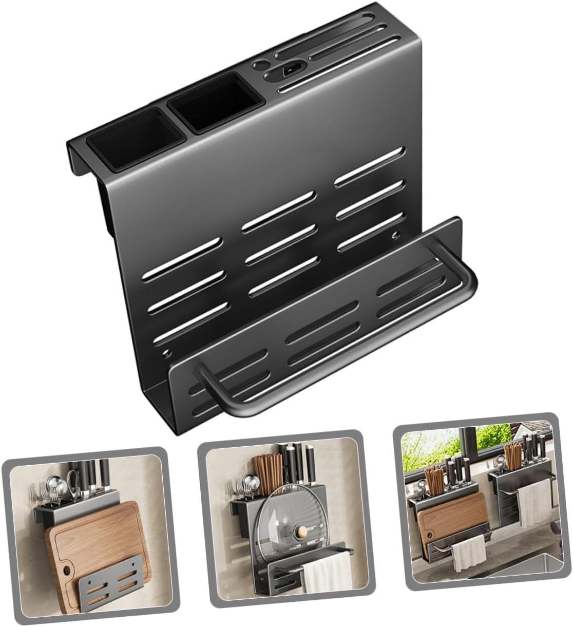 Cutlery Organizer Wall Mount Chopstick Spoon Holder Kitchen Utensil Rack Space-saving Dry Drain