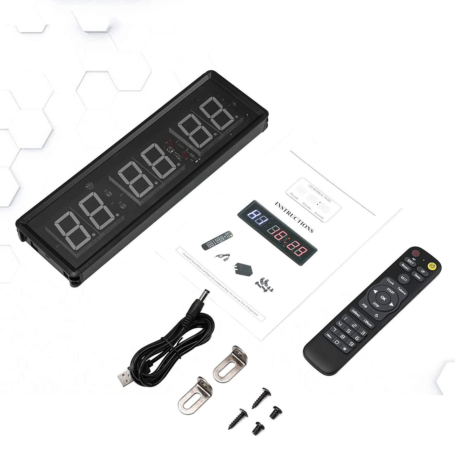 Temporizador de Gimnasio, Temporizador de Intervalo LED, Reloj de Pared con Cuenta Regresiva Digital, Reloj de 1,5 Pulgadas hacia Abajo/Arriba, CronóMetro para el Hogar