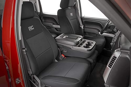 Miniatura 3 de Rough Country Fundas de asiento de neopreno para Toyota Tundra CrewMax (2014-2021) - Fundas de asiento Tundra resistentes a los rayos UV y al agua,