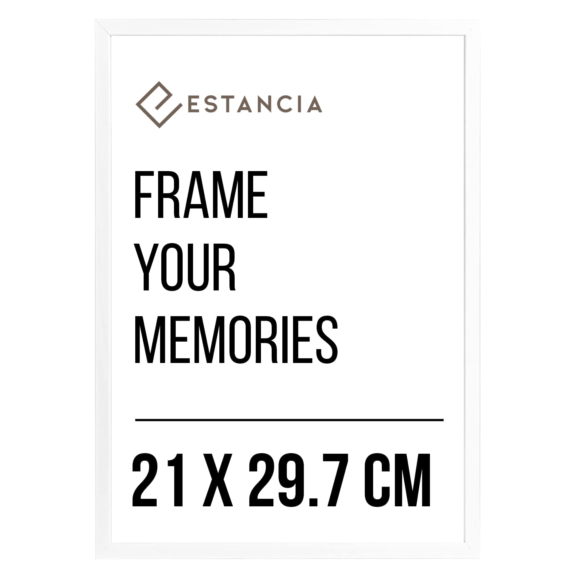 Estancia White Pine Wood Photo Frame 21x29.7 cm (A4) with Shatterproof Acrylic Glass | Modern Wooden Picture Frame
