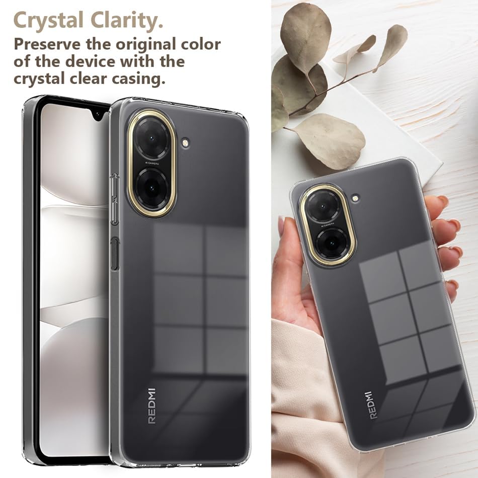 Image of JGD PRODUCTS for Redmi A5 4G, Poco C 71 4G Premium Transparent Hybrid Soft Slim Dust Proof Back Case Cover with Camera Protection