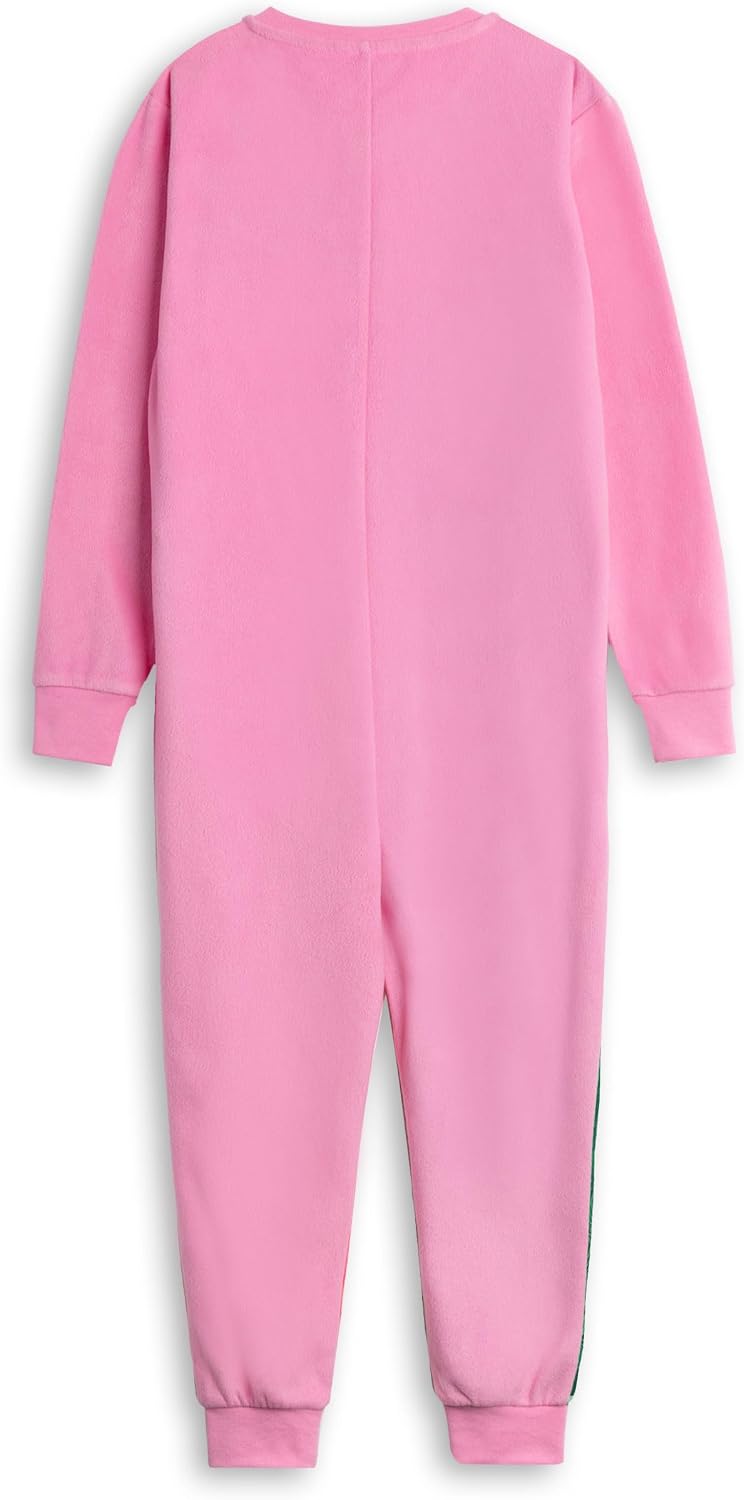 Wicked Elphaba Glinda Girls Pink Microfleece Zip-Up Onesie | Long Sleeve Sleepwear & Loungewear