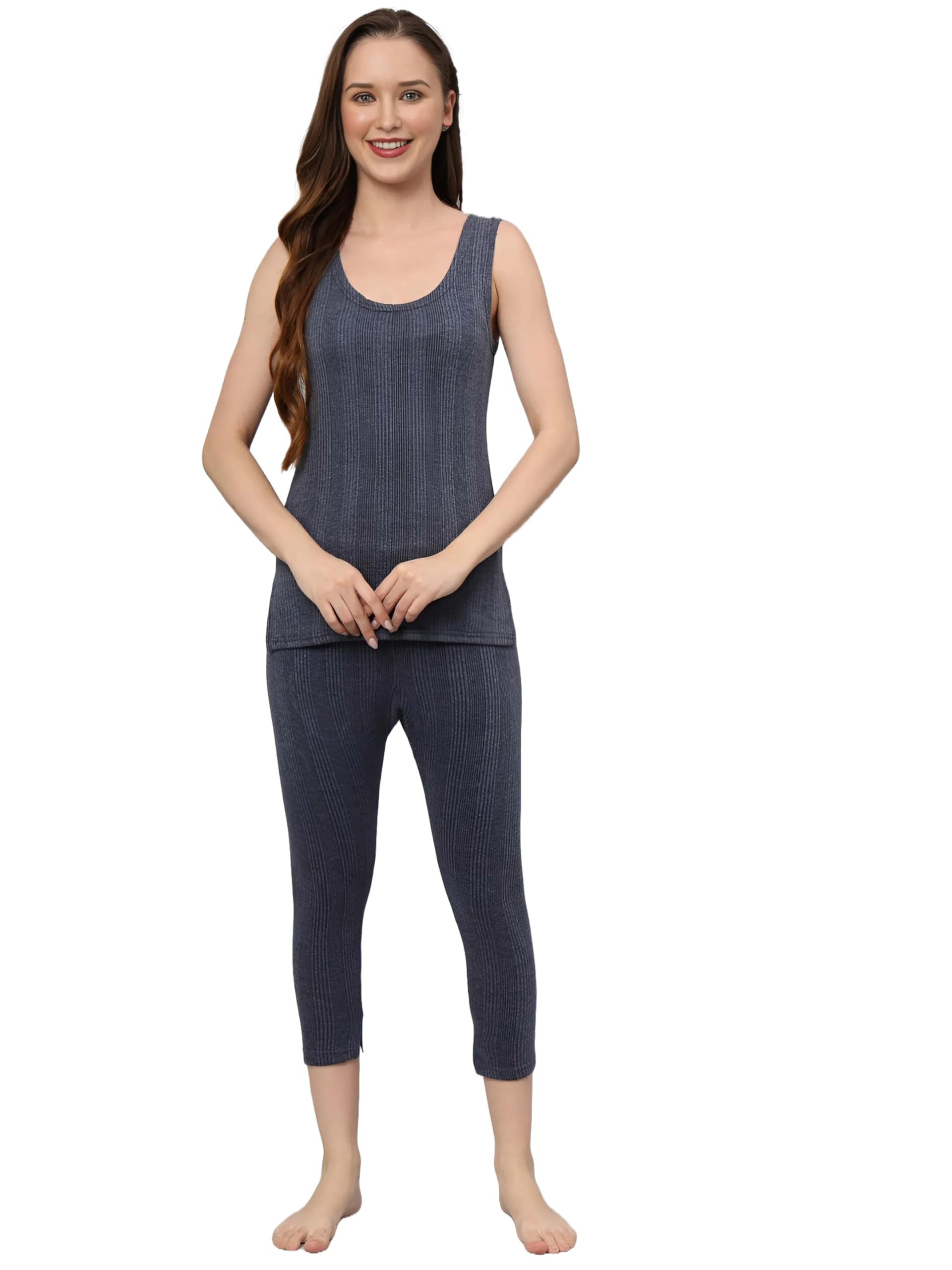 hilorill Women's Sleeveless Thermal Top & Bottom Set, Super Combed Cotton Rich, Slim Fit, Stay Warm Technology, Scoop Neck Inner Wear-picture-36