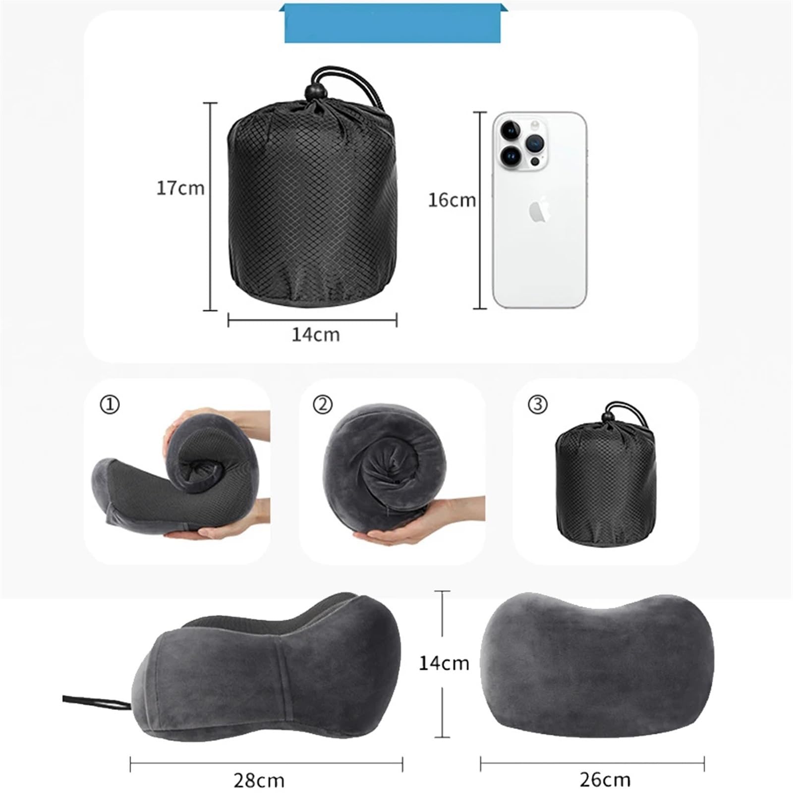 Poduszka podróżna z płaskim oparciem, pianka z pamięcią kształtu, poduszka pod kark, do podróży, miękka i ergonomiczna, podróżna, poduszka pod kark, dla dorosłych, do odpoczynku w locie, pociągów,