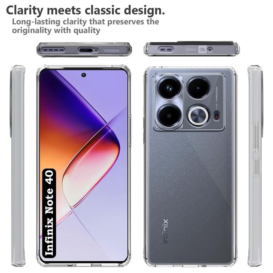 Image of COVERBLACK Soft Rubber Back Cover Compatible Model for Infinix X6852 / Note 40 5G - Transparent