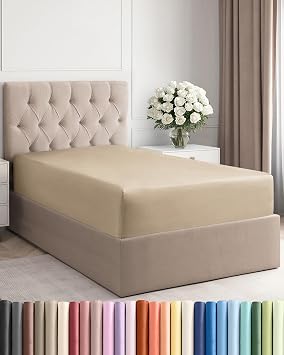 Twin XL Fitted Sheet - College Dorm Room Essentials - Beige