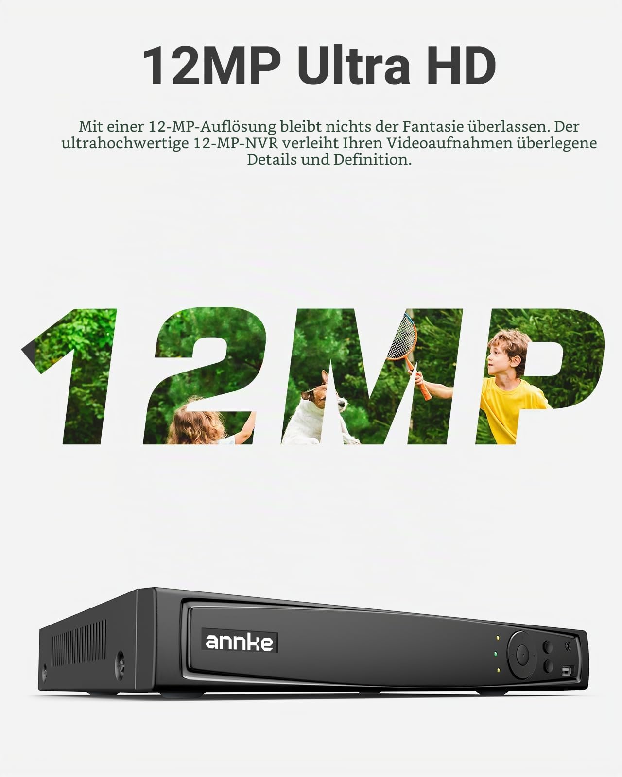 ANNKE 4K PoE 8CH NVR,PoE Network Video Rekorder mit 2TB Festplatte, H.265+ Kompression Videoüberwachung für 8MP/5MP/4MP/1080p HD IP Kamera, unterstützt Alarm-Push, Mehrfach-Login-Schutz