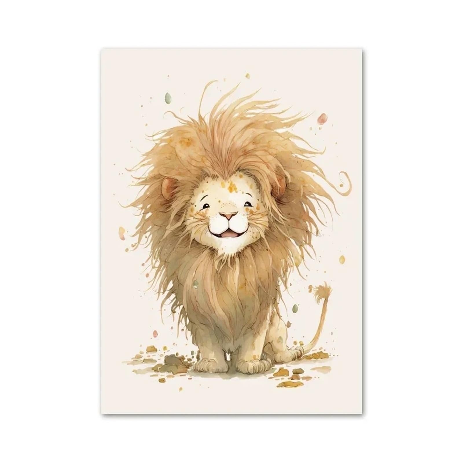 BYAMBD Aesthetic Pictures Smile Lion Sloth Rabbit Tiger Elephant Fox Dog Wall Art Canvas Posters Cute Animals Prints Nursery Home