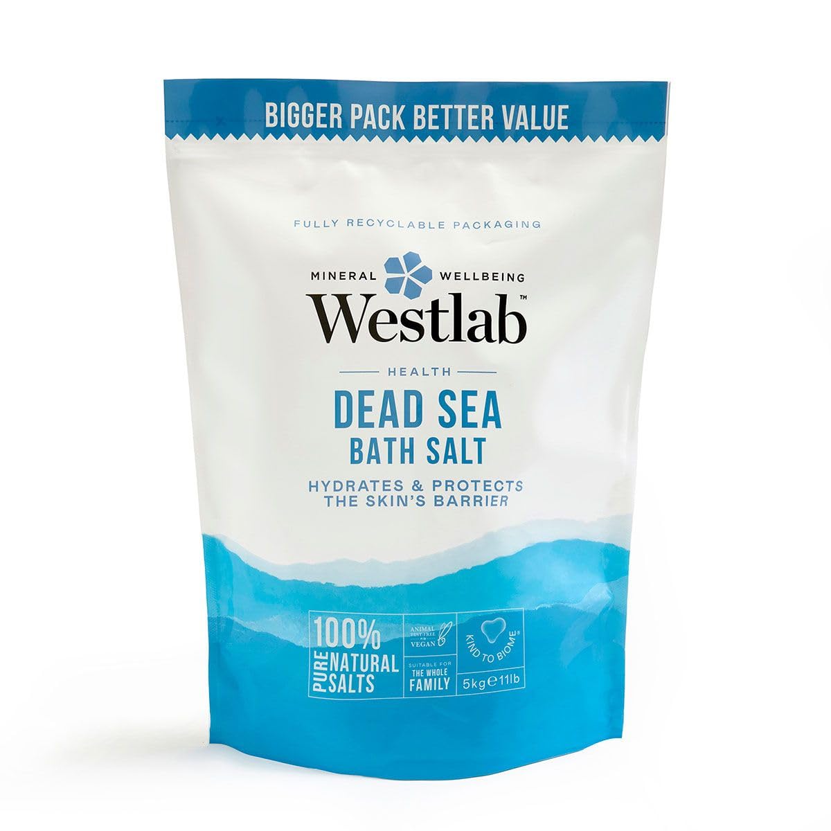 Westlab Dead Sea Salts 5kg - Soothe Dry, Itchy Skin. Suitable for Eczema, Psoriasis, Acne. Skin Conditions. 100% Natural Responsibly Sourced in Jordan - Maximum Mineral Content & Therapeutic Benefits.