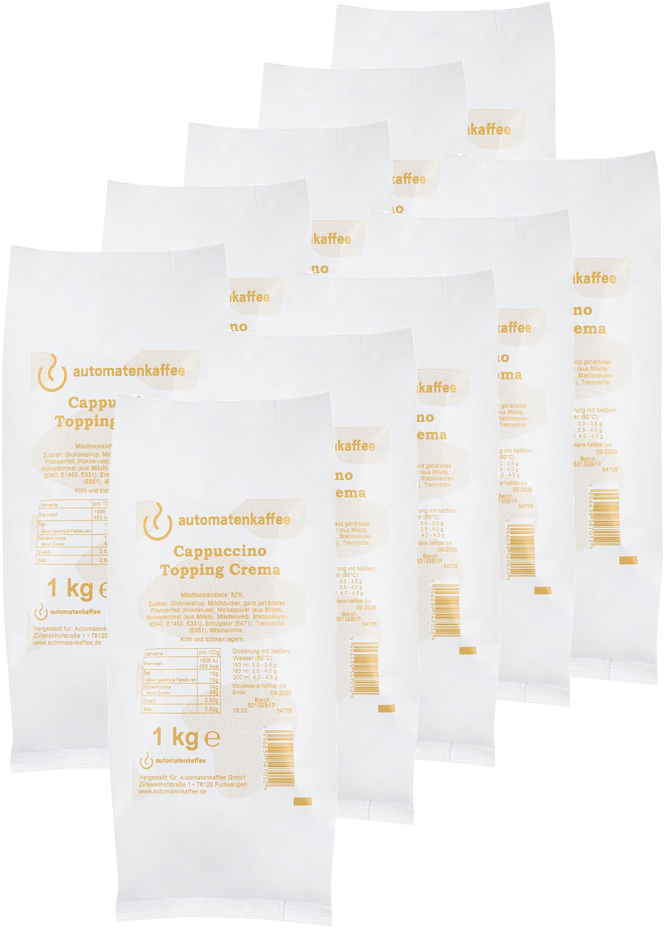 Cappuccino Topping Crema mit 52% Milchanteil | Automatenfähiges Milchpulver | 10 x 1000g