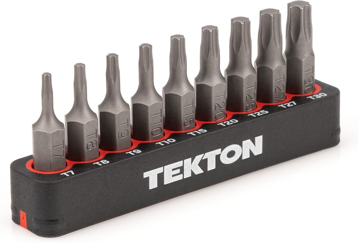 TEKTON 1/4 Inch Star Bit Set with Rail, 9-Piece (T7-T30) | DZT93001