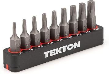 TEKTON 1/4 Inch Star Bit Set with Rail, 9-Piece T7-T30 | DZT93001