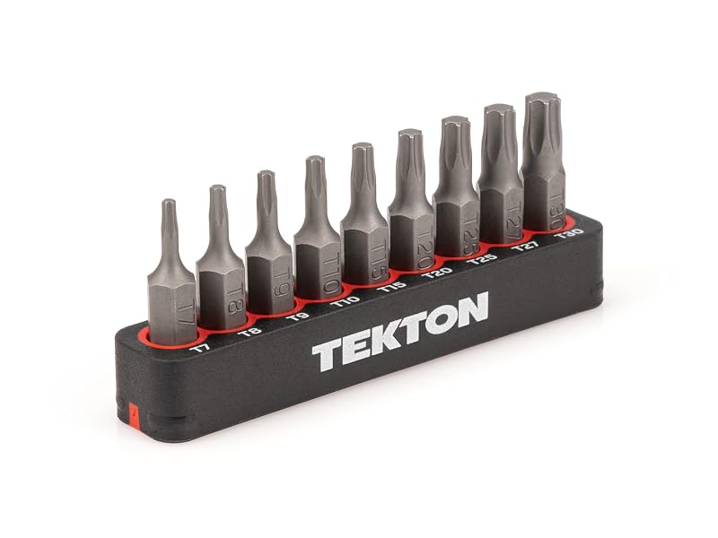 Kit de bits estrela TEKTON com encaixe de 6,35 mm, aço S2 e trilho, 9 peças DZT93001